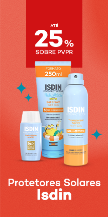 Protetores Solares da marca Isdin com destaque promocional at&eacute; 25% sobre pre&ccedil;o de Venda ao P&uacute;blico Recomendado